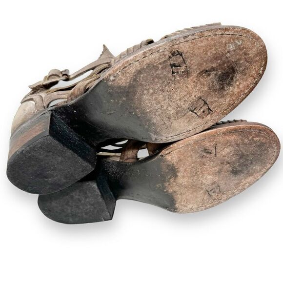 Arrow Bootie Stone Open Peep Toe Leather Ankle Buckle Freebird by Steven Size 6 - Picture 6 of 11